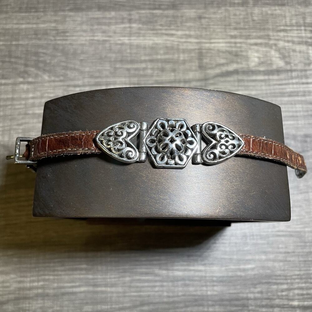 Vtg Brighton 1994 Brown Leather Buckle Bracelet 8.5" PREPPY/ACADEMIA/WESTERN